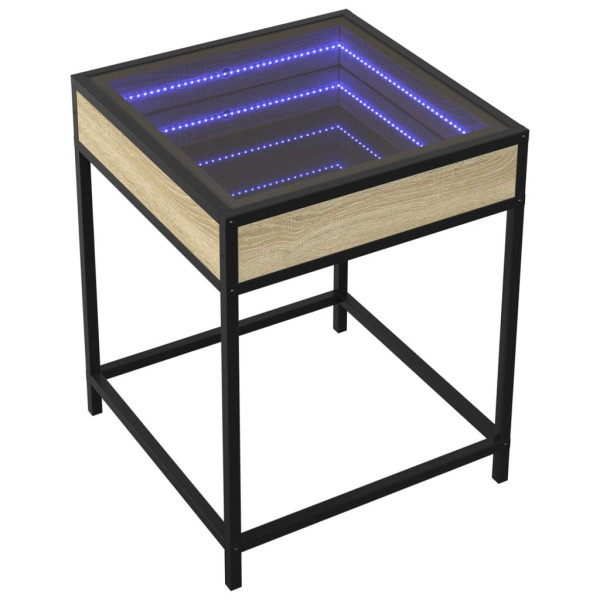 Stolik Kawowy Ława Stół Brązowy 40x40x51 Oświetlenie Led Do Salonu 735580