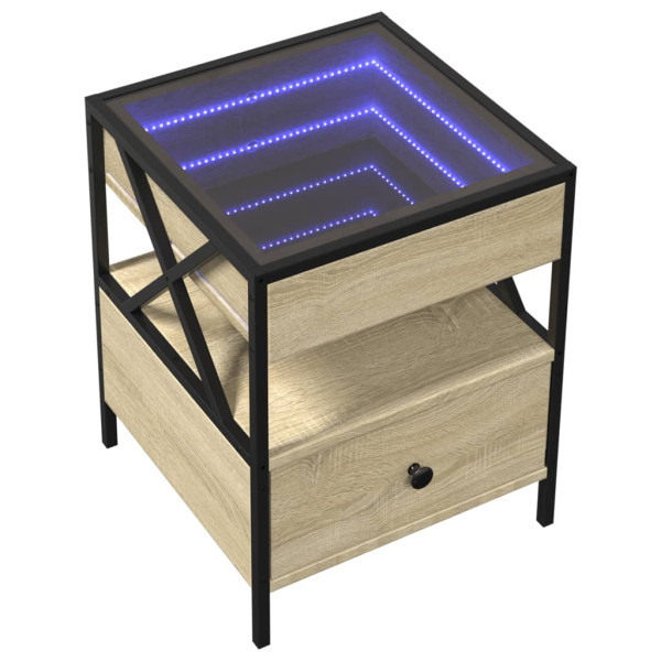 Stolik Kawowy Ława Stół Brązowy 40x40x51 Oświetlenie Led Do Salonu 735653