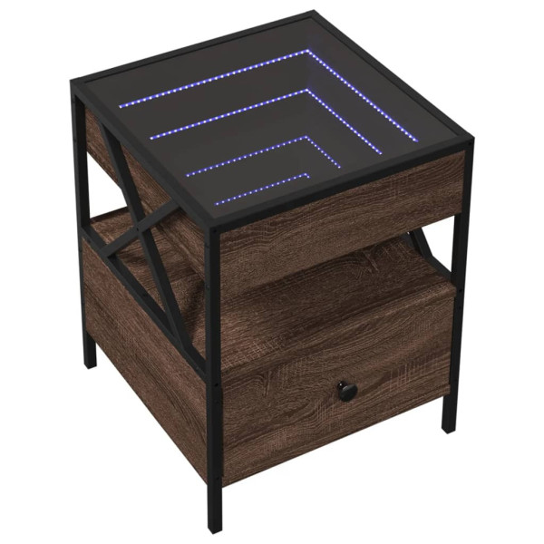 Stolik Kawowy Ława Stół Brązowy 40x40x51 Oświetlenie Led Do Salonu 736182