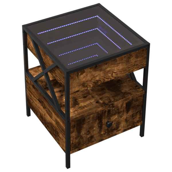 Stolik Kawowy Ława Stół Brązowy 40x40x51 Oświetlenie Led Do Salonu 736253