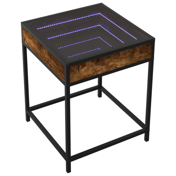 Stolik Kawowy Ława Stół Brązowy 40x40x51 Oświetlenie Led Do Salonu 735222