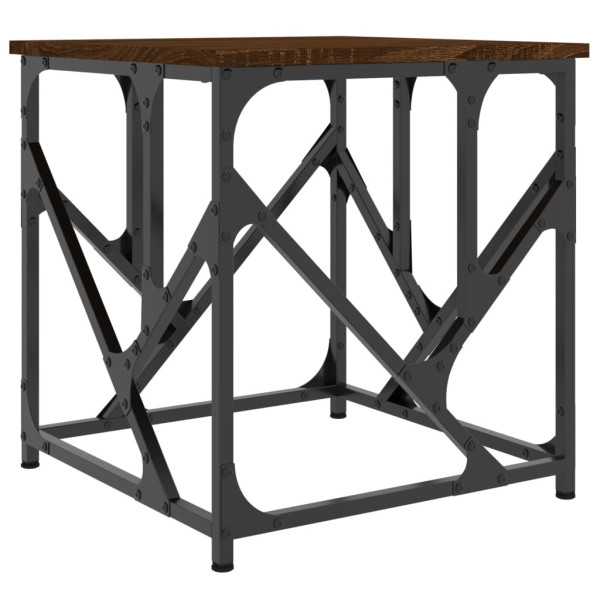 Stolik Kawowy Ława Stół Brązowy 45x45x47.5 Regulowane Nóżki Metalowa Rama 735906