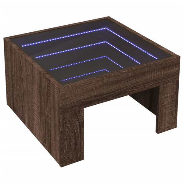 Stolik Kawowy Ława Stół Brązowy 50x50x30 Oświetlenie Led Do Salonu 735639