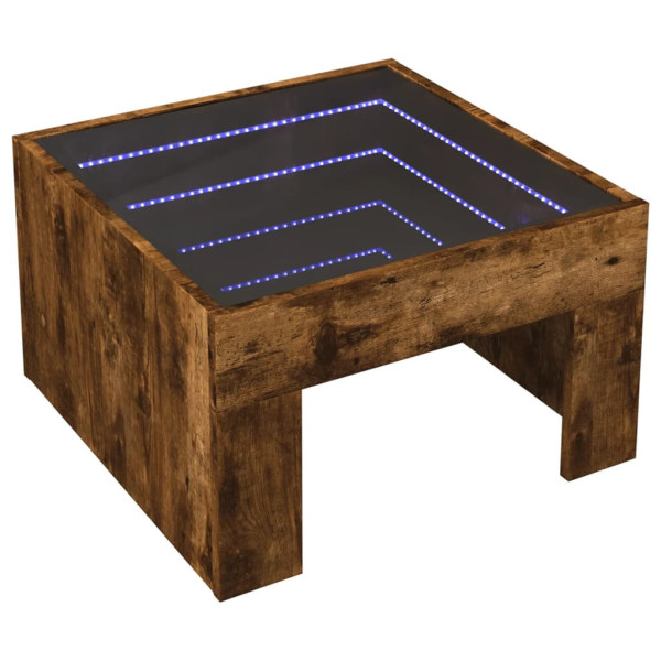 Stolik Kawowy Ława Stół Brązowy 50x50x30 Oświetlenie Led Do Salonu 735991
