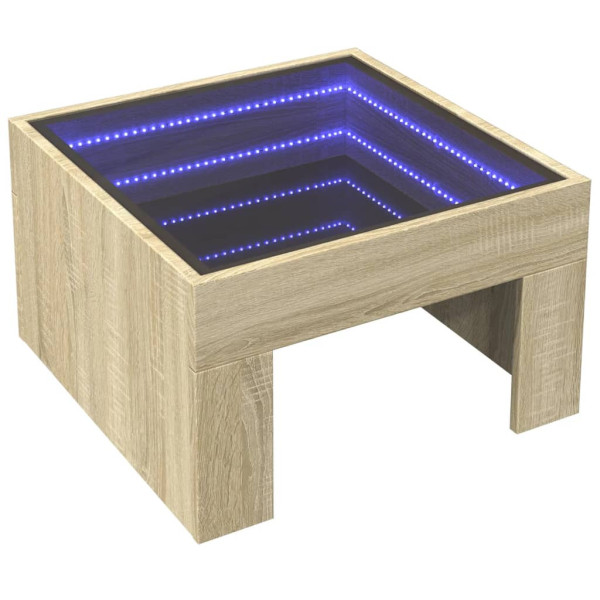 Stolik Kawowy Ława Stół Brązowy 50x50x30 Oświetlenie Led Do Salonu 736413