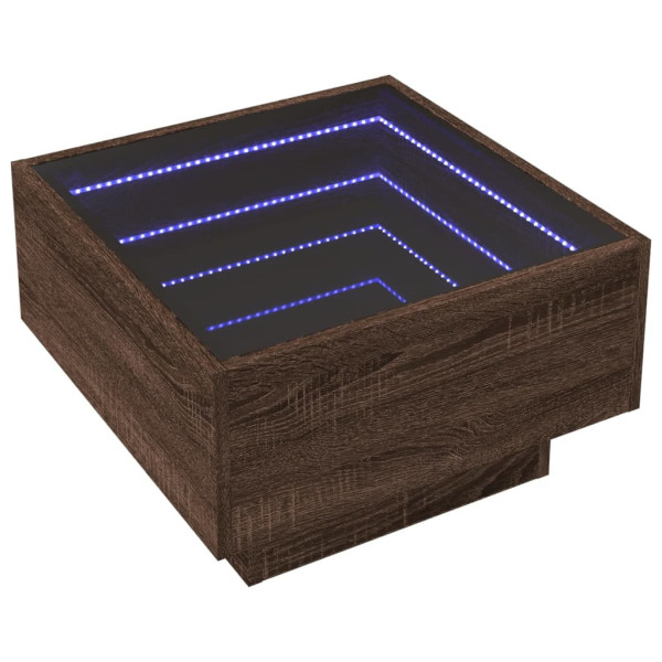 Stolik Kawowy Ława Stół Brązowy 50x50x30 Oświetlenie Led Do Salonu 735540
