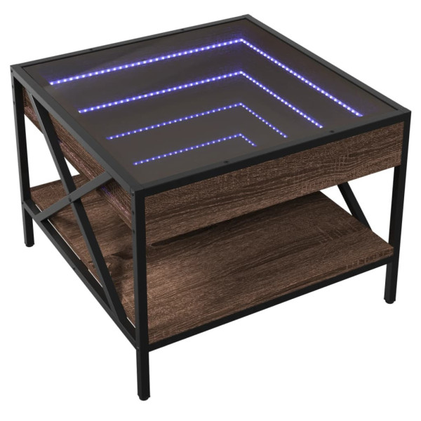 Stolik Kawowy Ława Stół Brązowy 50x50x38 Oświetlenie Led Do Salonu 729877