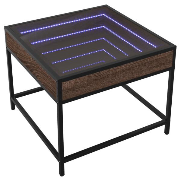 Stolik Kawowy Ława Stół Brązowy 50x50x41 Oświetlenie Led Do Salonu 735955