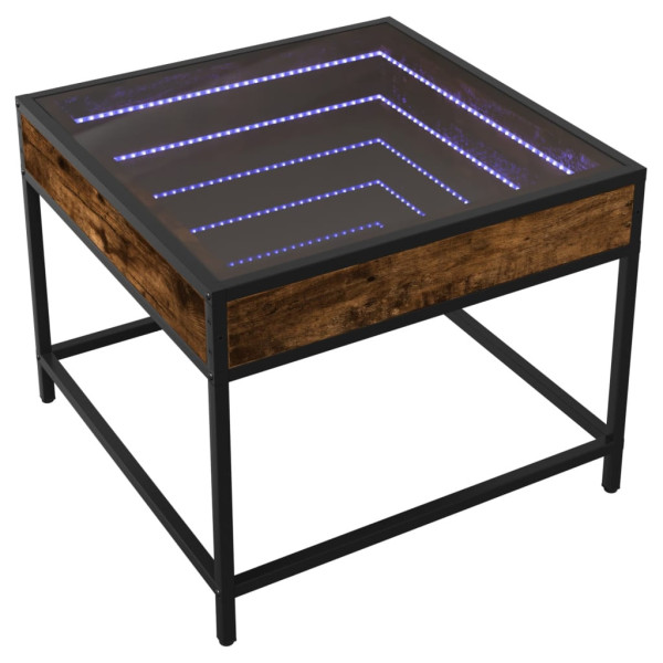 Stolik Kawowy Ława Stół Brązowy 50x50x41 Oświetlenie Led Do Salonu 735395