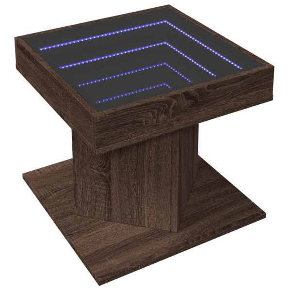 Stolik Kawowy Ława Stół Brązowy 50x50x45 Oświetlenie Led Do Salonu 736040