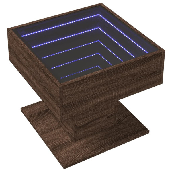 Stolik Kawowy Ława Stół Brązowy 50x50x45 Oświetlenie Led Do Salonu 736093