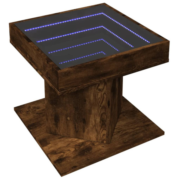 Stolik Kawowy Ława Stół Brązowy 50x50x45 Oświetlenie Led Do Salonu 735301