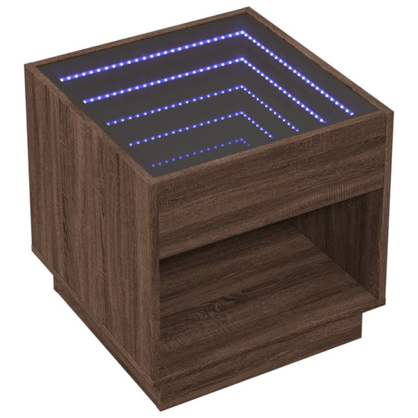 Stolik Kawowy Ława Stół Brązowy 50x50x50 Oświetlenie Led Do Salonu 735476