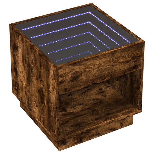 Stolik Kawowy Ława Stół Brązowy 50x50x50 Oświetlenie Led Do Salonu 735316