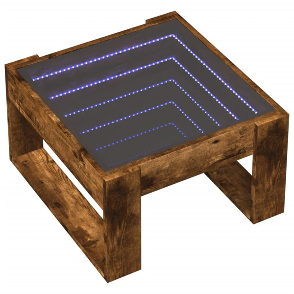 Stolik Kawowy Ława Stół Brązowy 50x53x30 Oświetlenie Led Do Salonu 729859