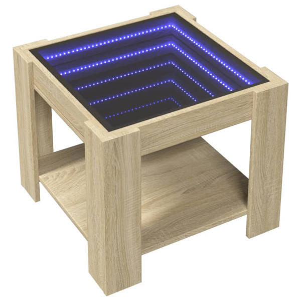 Stolik Kawowy Ława Stół Brązowy 53x53x45 Oświetlenie Led Do Salonu 735578