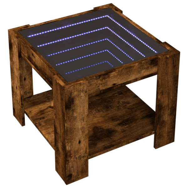 Stolik Kawowy Ława Stół Brązowy 53x53x45 Oświetlenie Led Do Salonu 735645