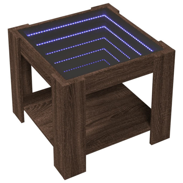 Stolik Kawowy Ława Stół Brązowy 53x53x45 Oświetlenie Led Do Salonu 735248