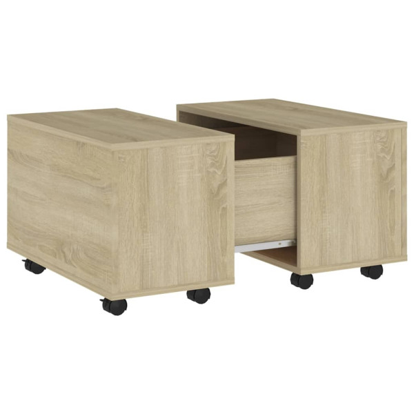 Stolik Kawowy Ława Stół Brązowy 60x60x38 Kółka Do Salonu Do Pokoju 735060