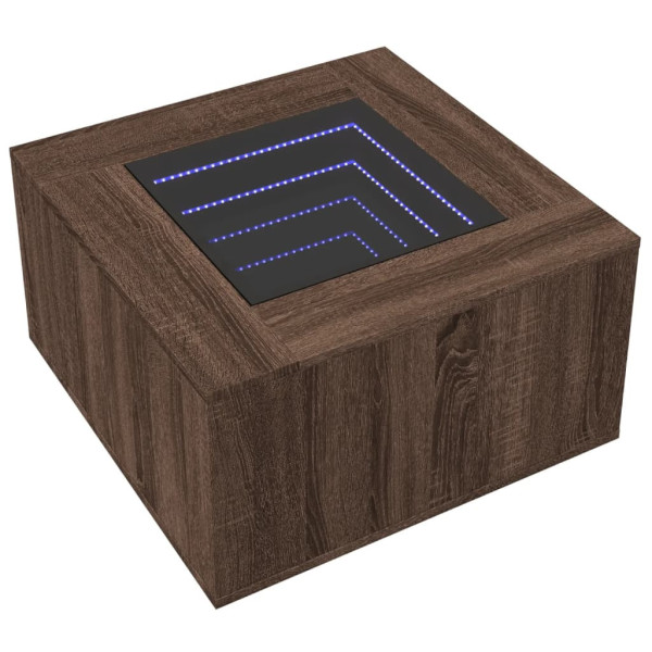 Stolik Kawowy Ława Stół Brązowy 60x60x40 Oświetlenie Led Do Salonu 729802