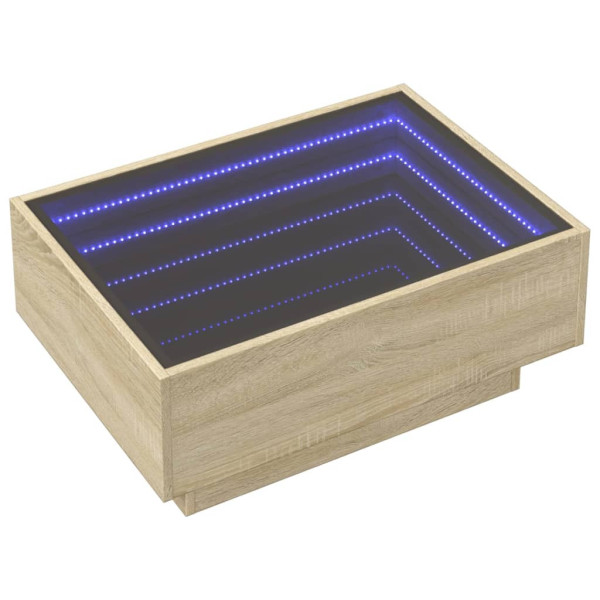 Stolik Kawowy Ława Stół Brązowy 70x50x30 Oświetlenie Led Do Salonu 736009