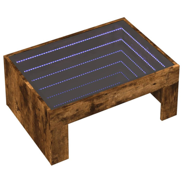 Stolik Kawowy Ława Stół Brązowy 70x50x30 Oświetlenie Led Do Salonu 736206