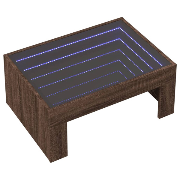 Stolik Kawowy Ława Stół Brązowy 70x50x30 Oświetlenie Led Do Salonu 735658