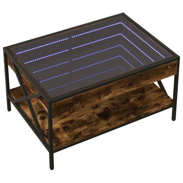 Stolik Kawowy Ława Stół Brązowy 70x50x38 Oświetlenie Led Do Salonu 729896