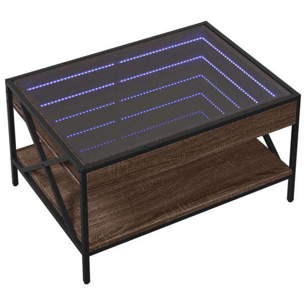 Stolik Kawowy Ława Stół Brązowy 70x50x38 Oświetlenie Led Do Salonu 729901