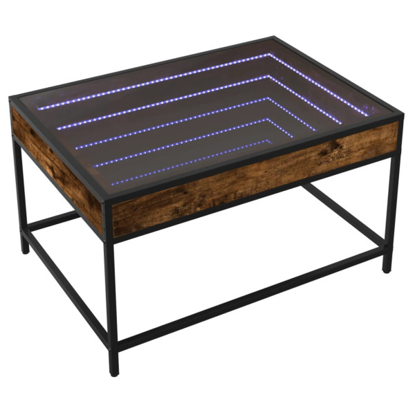 Stolik Kawowy Ława Stół Brązowy 70x50x41 Oświetlenie Led Do Salonu 736033