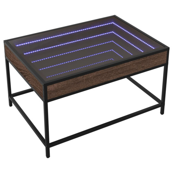 Stolik Kawowy Ława Stół Brązowy 70x50x41 Oświetlenie Led Do Salonu 735434