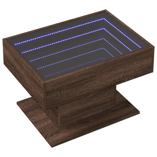Stolik Kawowy Ława Stół Brązowy 70x50x45 Oświetlenie Led Do Salonu 736035