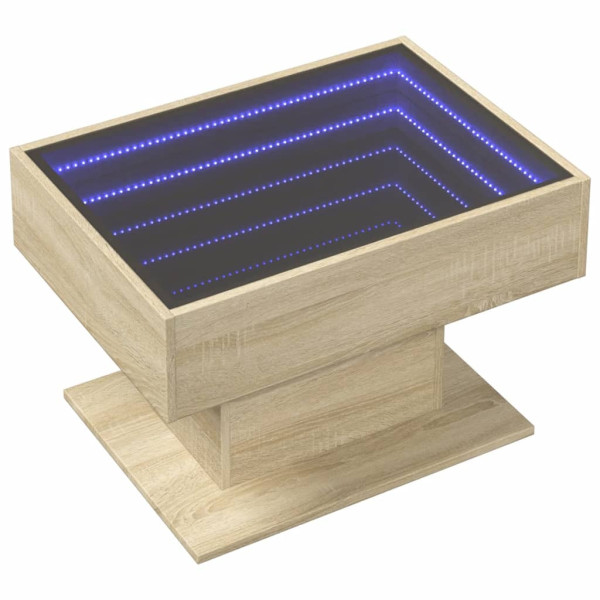 Stolik Kawowy Ława Stół Brązowy 70x50x45 Oświetlenie Led Do Salonu 735964