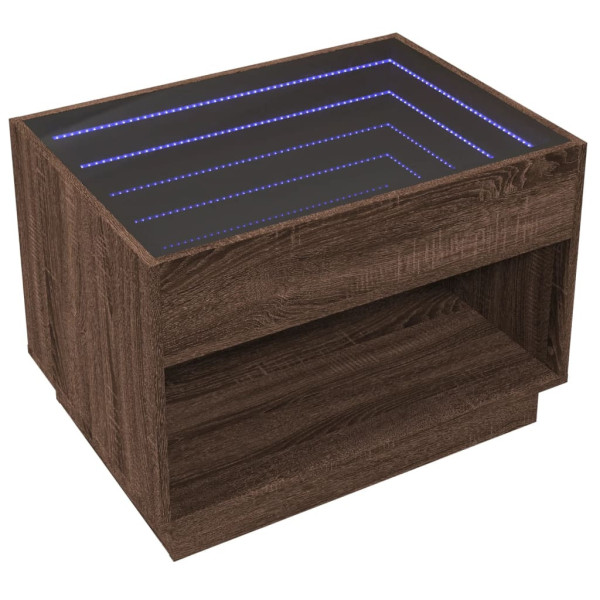 Stolik Kawowy Ława Stół Brązowy 70x50x50 Oświetlenie Led Do Salonu 736336