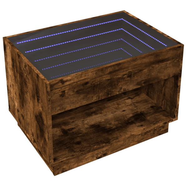 Stolik Kawowy Ława Stół Brązowy 70x50x50 Oświetlenie Led Do Salonu 736343