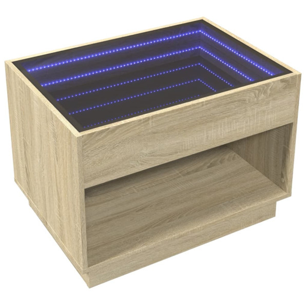 Stolik Kawowy Ława Stół Brązowy 70x50x50 Oświetlenie Led Do Salonu 736290