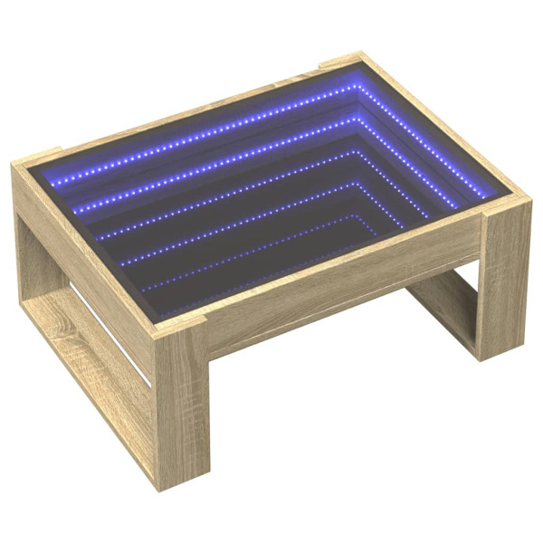 Stolik Kawowy Ława Stół Brązowy 70x53x30 Oświetlenie Led Do Salonu 729894