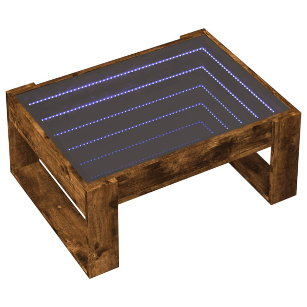 Stolik Kawowy Ława Stół Brązowy 70x53x30 Oświetlenie Led Do Salonu 729911