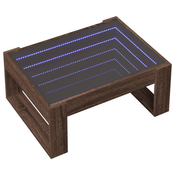 Stolik Kawowy Ława Stół Brązowy 70x53x30 Oświetlenie Led Do Salonu 729890