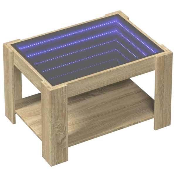 Stolik Kawowy Ława Stół Brązowy 73x53x45 Oświetlenie Led Do Salonu 736201