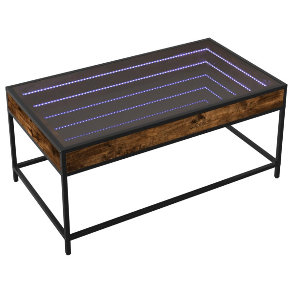 Stolik Kawowy Ława Stół Brązowy 90x50x41 Oświetlenie Led Do Salonu 735728
