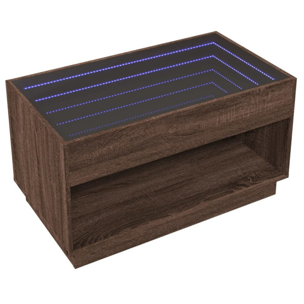 Stolik Kawowy Ława Stół Brązowy 90x50x50 Oświetlenie Led Do Salonu 735779