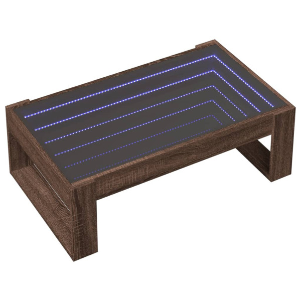 Stolik Kawowy Ława Stół Brązowy 90x53x30 Oświetlenie Led Do Salonu 729897