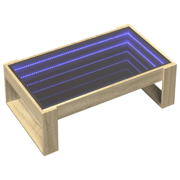 Stolik Kawowy Ława Stół Brązowy 90x53x30 Oświetlenie Led Do Salonu 729813
