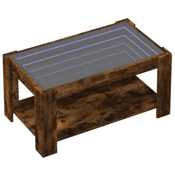 Stolik Kawowy Ława Stół Brązowy 93x53x45 Oświetlenie Led Do Salonu 735765