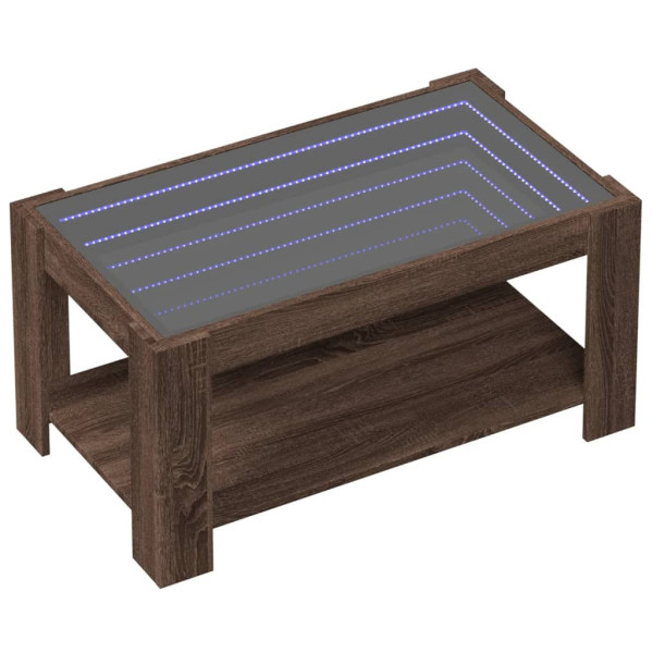 Stolik Kawowy Ława Stół Brązowy 93x53x45 Oświetlenie Led Do Salonu 736047
