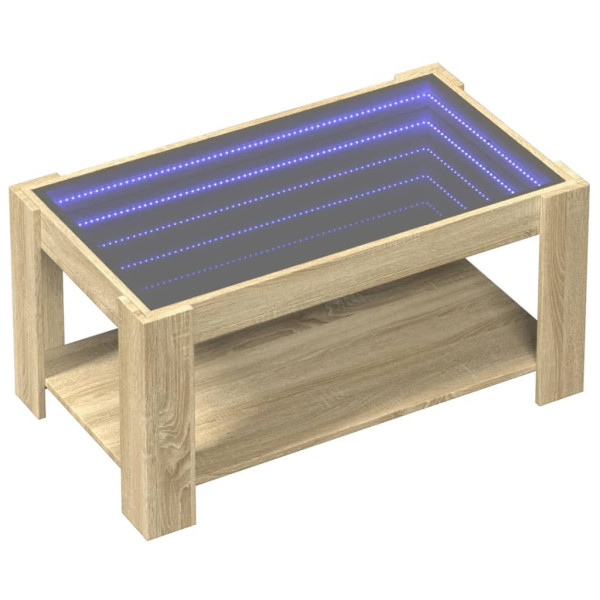 Stolik Kawowy Ława Stół Brązowy 93x53x45 Oświetlenie Led Do Salonu 735763