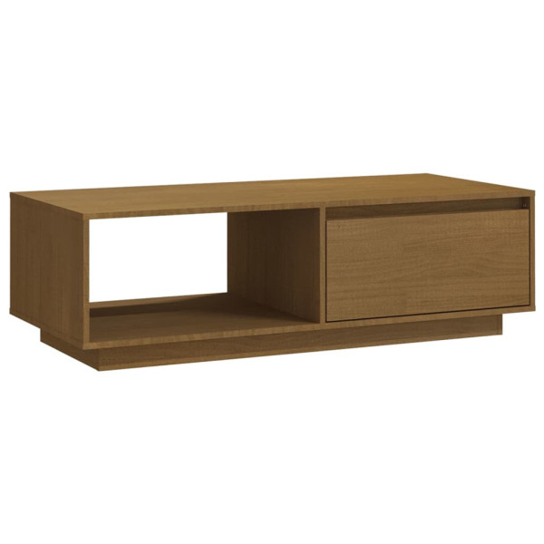 Stolik Kawowy Ława Stół Brązowy Drewniany 110x50x33.5 Półka Do Salonu 732391