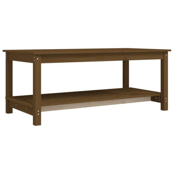 Stolik Kawowy Ława Stół Brązowy Drewniany 110x55x45 Półka Do Salonu 735001