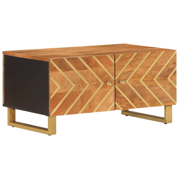 Stolik Kawowy Ława Stół Brązowy Drewniany 80x50x40 Drzwiczki Do Salonu 737060